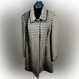 Coach hounds tooth tweed leather wear jacket Sz. L in excellent condition!